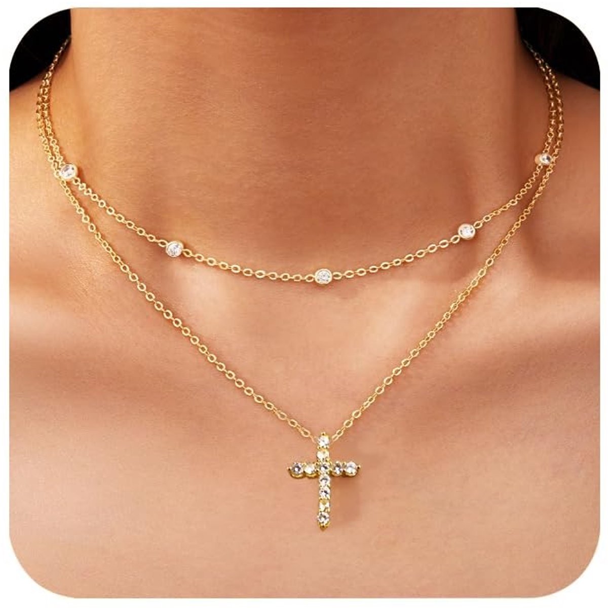 Solidchoice - Gelaagde Kruzifix Ketting voor Dames