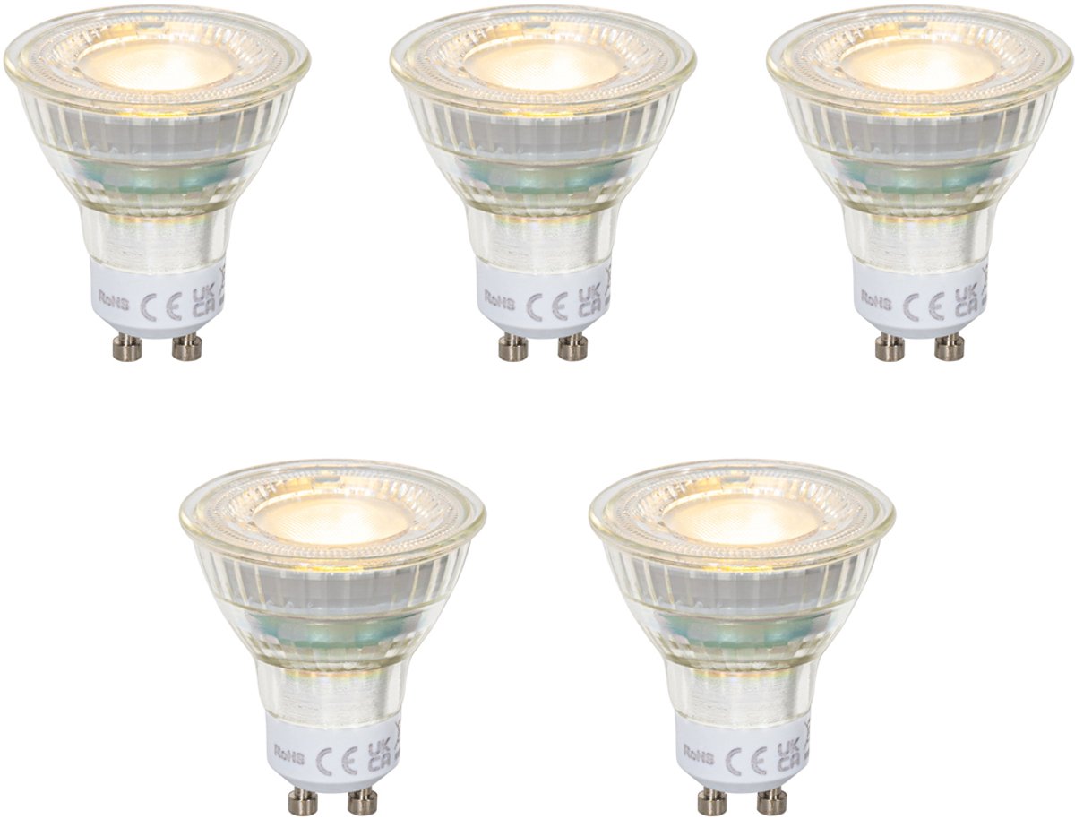 Luedd Set van 5 GU10 50mm LED lampen helder 2.5W 450 lm 2700K
