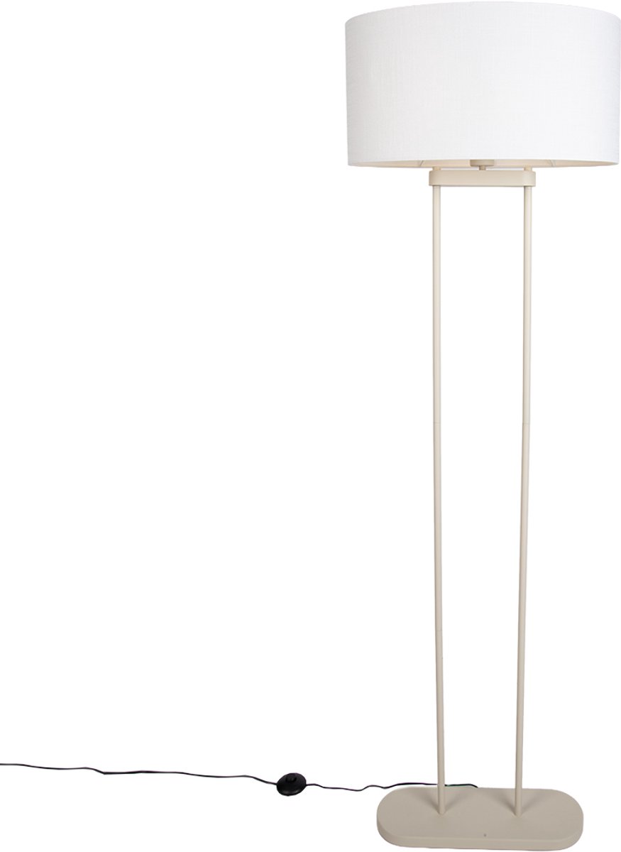 Qazqa moderne staande lamp met kap - Thijmen - beige, max. 15W, geschikt voor led, 175cm, ideaal als woonkamer lamp