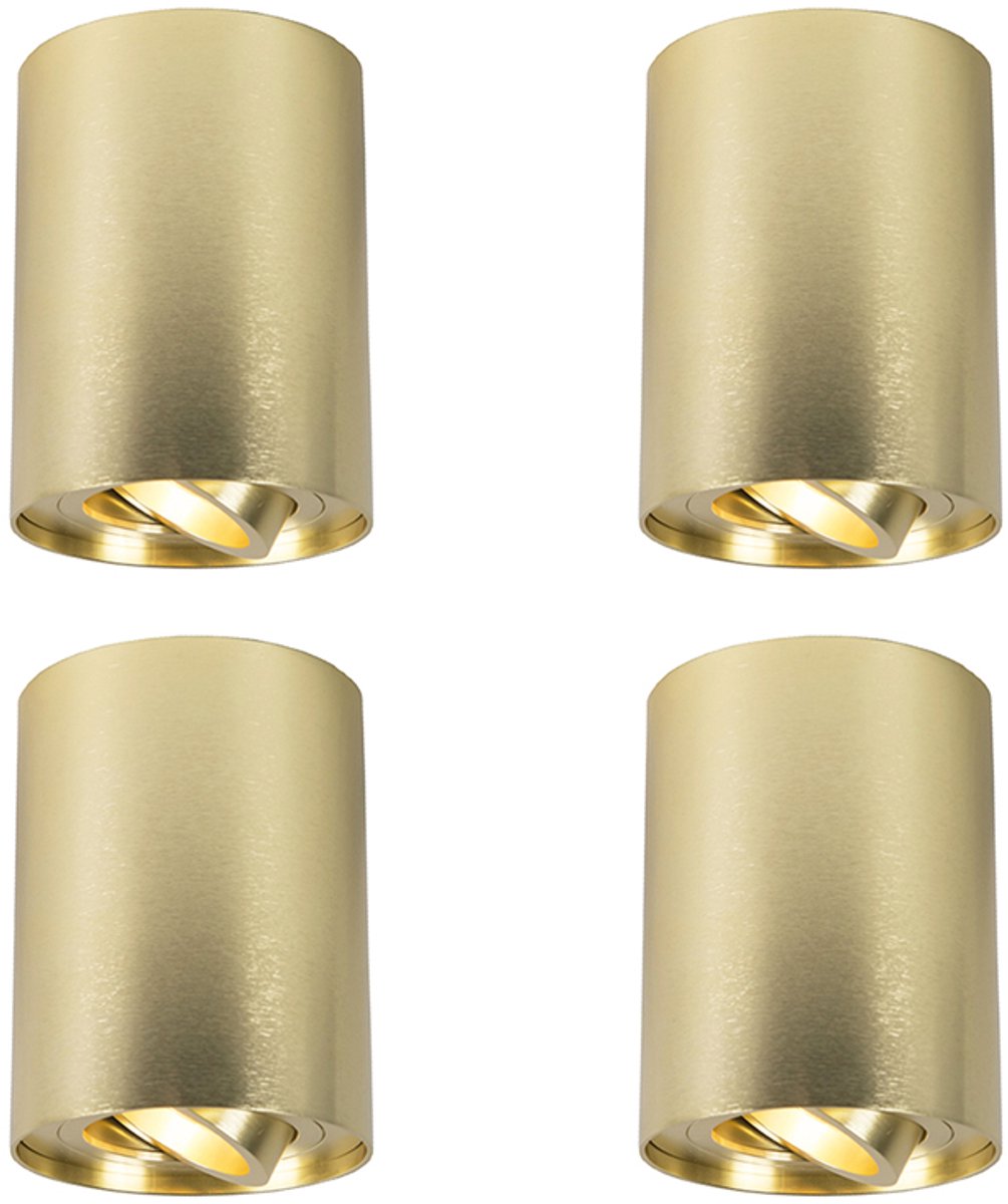 Qazqa spot - 94354 - goud/messing , max. 50W, geschikt voor led, 9.5cm, ideaal als woonkamer, keuken en lamp, in set van 4.