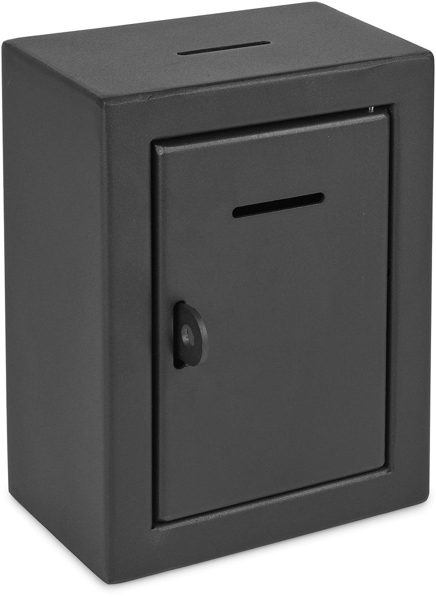 Solidchoice - Zwarte Metalen Donatiebox met Slot