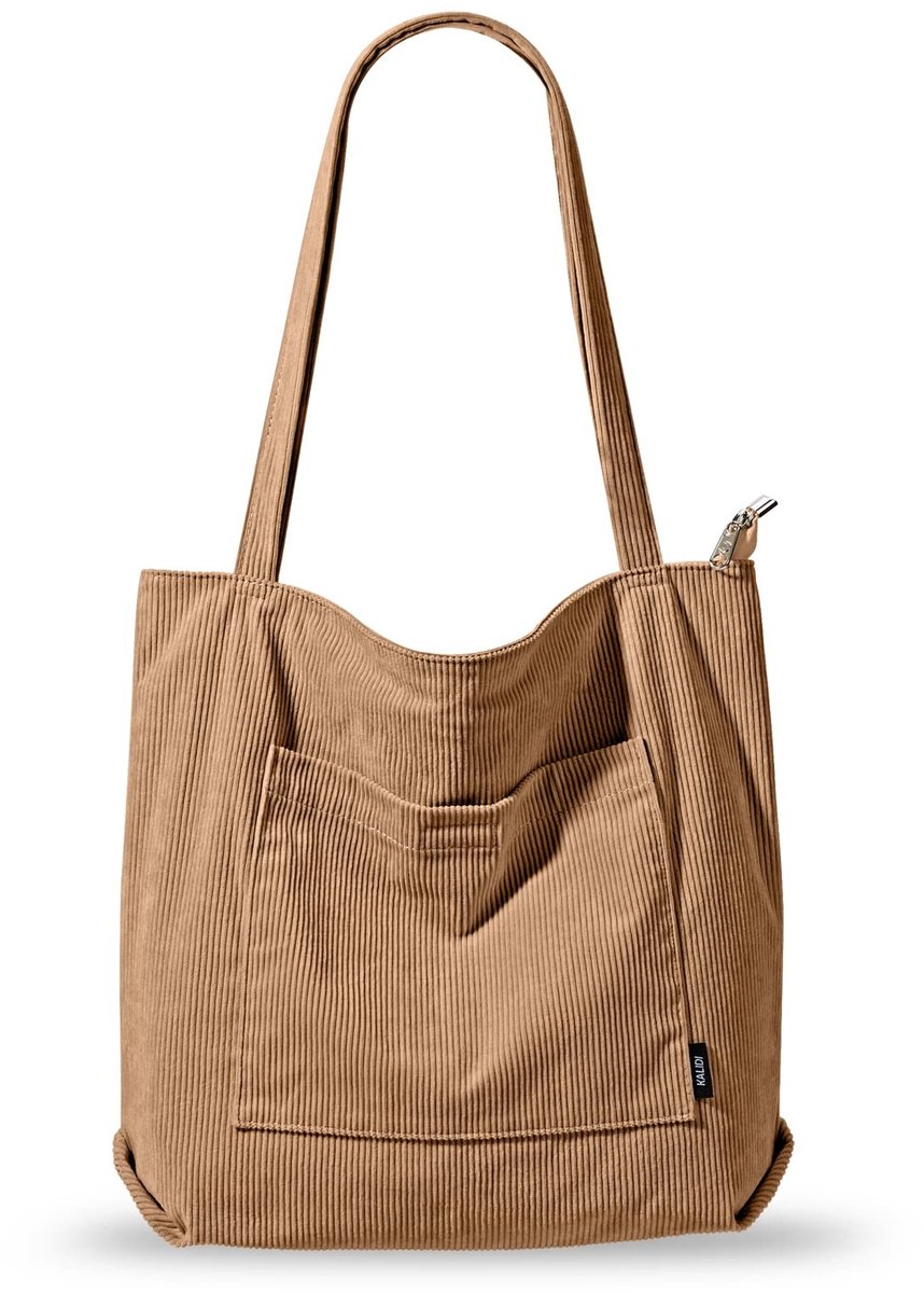 Solidchoice - Corduroy Tote Bag met Rits en Waterbestendig Ontwerp