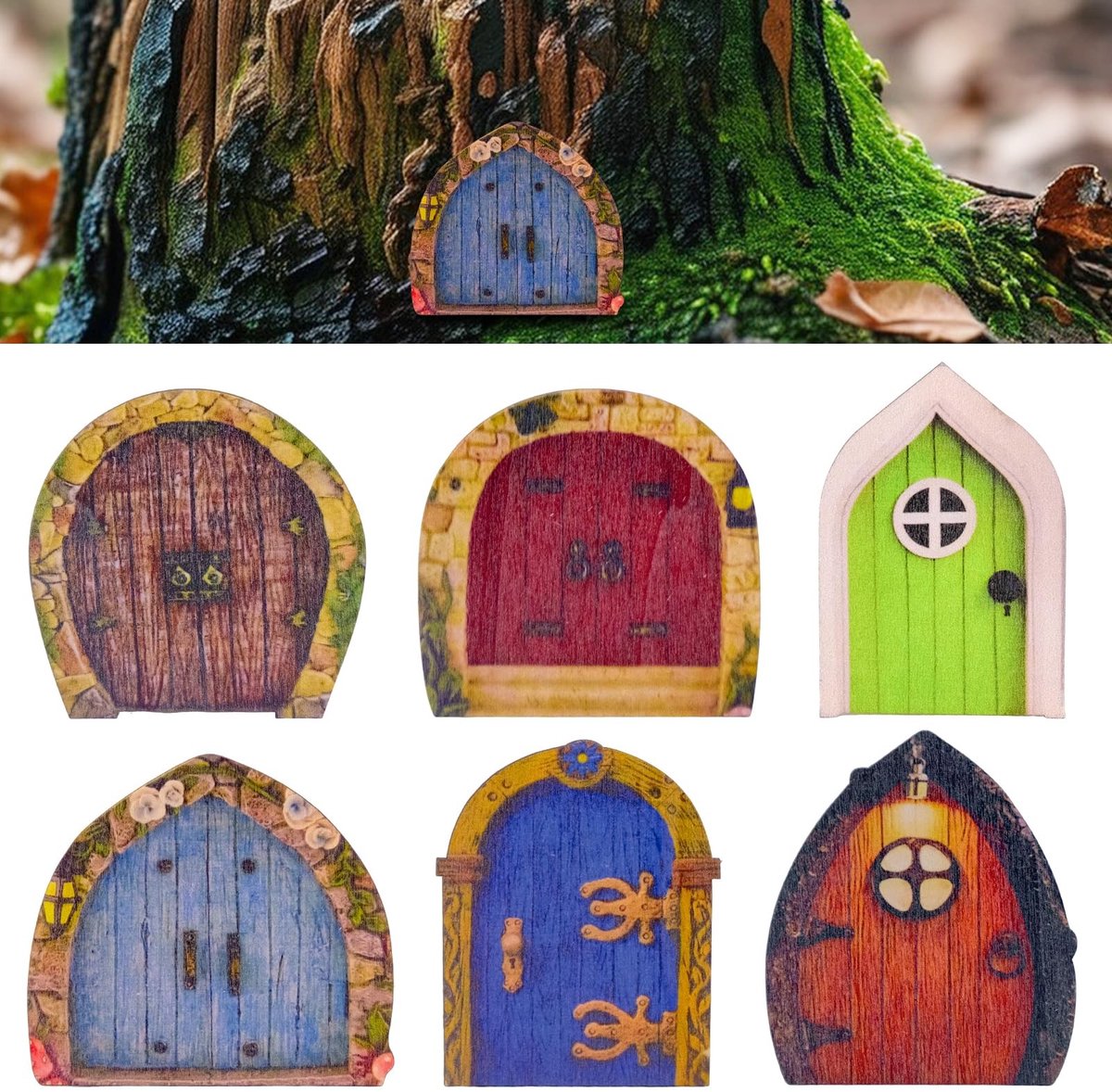 Solidchoice - Set van 6 Houten Tuinelfdeuren voor Decoratie