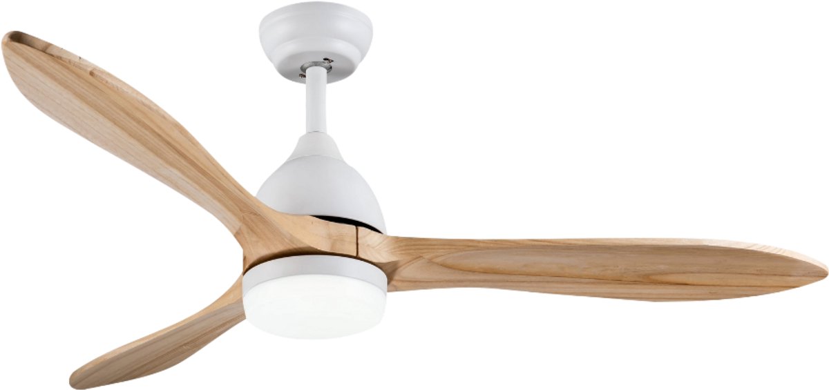 Evolar Smart Plafondventilator met Verlichting en WiFi 127 cm - Stille Plafondlamp met Ventilator - Dimbaar Warm Wit Licht (LED) - Echt Hout - EVO-CF50BWW