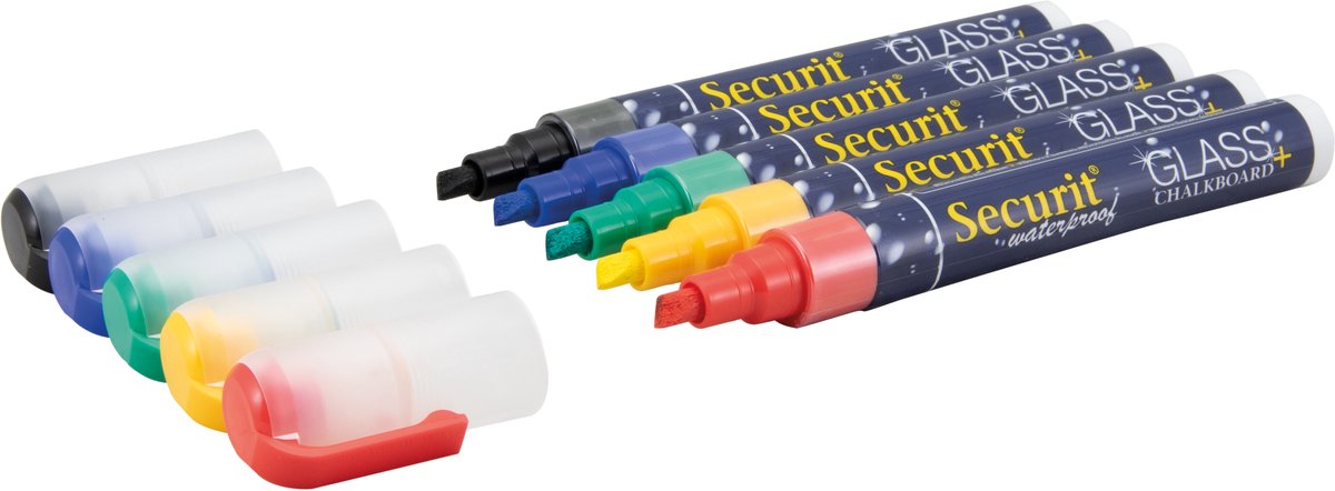 Securit® waterbestendige krijtstift met afgeschuinde punt in zwart