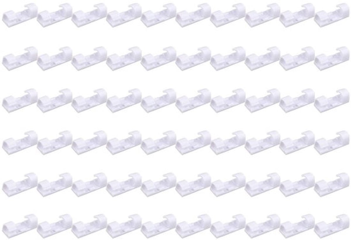 Kabelclips 60 Stuks - Sterke Zelfklevende Kabelhouders - Duurzaam Kunststof - Kabelbeheer - Ruimtebesparend - Geschikt voor 7mm Draden - Kabelhouder