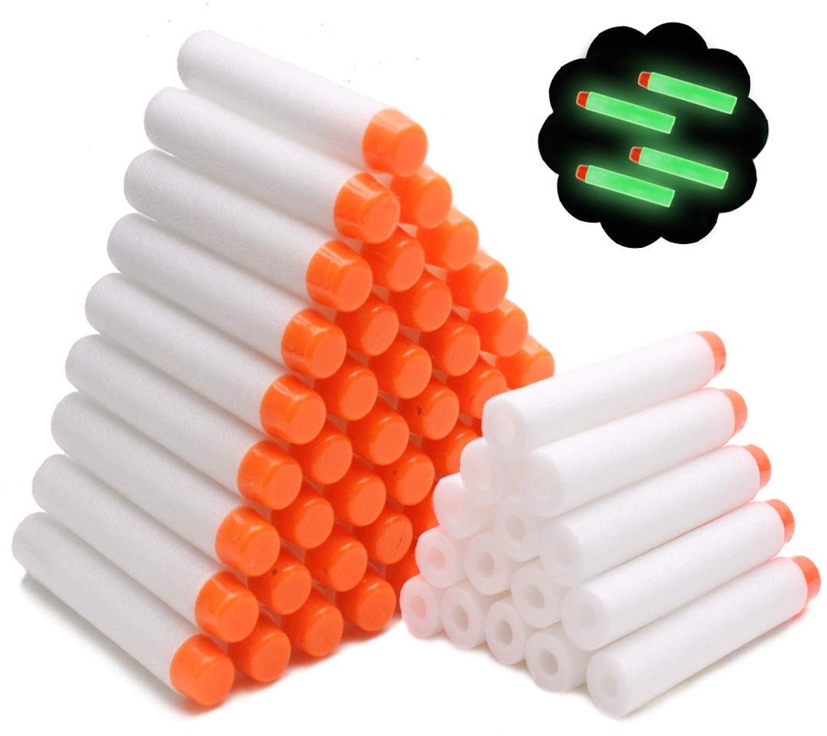 Solidchoice - 100 Stuks Darts voor Nerf, Glow in the Dark