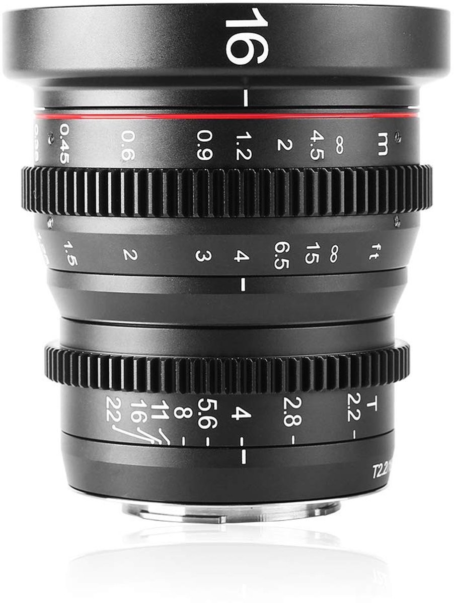 Solidchoice - 16mm T2.2 Handmatige Focus Wide Angle Cinema Lens voor M43