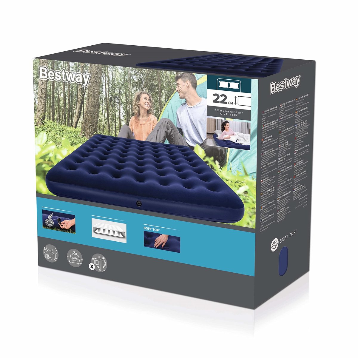 Solidchoice - Opblaasbaar Luchtbed Blue Horizon Double XL 203 x 183 x 22 cm