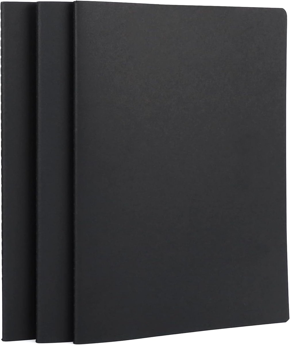 Notebook A4-3 stuks - zwarte kaft - gelinieerd - ideaal voor notities - SnelShoppen