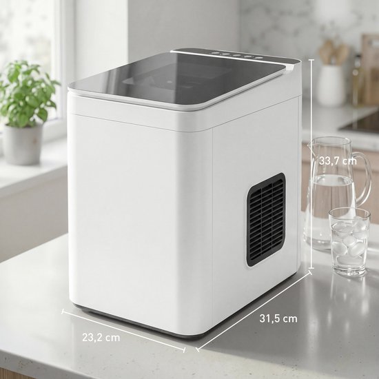 HOMCOM Ice Maker-Kunststof-31,5L x 23,2B x 33,7H cm-Wit — afbeelding 5