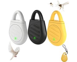 Ultrasoon Muggenverjager Draagbaar - 3 stuks - USB Oplaadbaar, Elektronisch Insecten & Vogels Afweermiddel - met Karabijnhaak - Buiten Gebruik