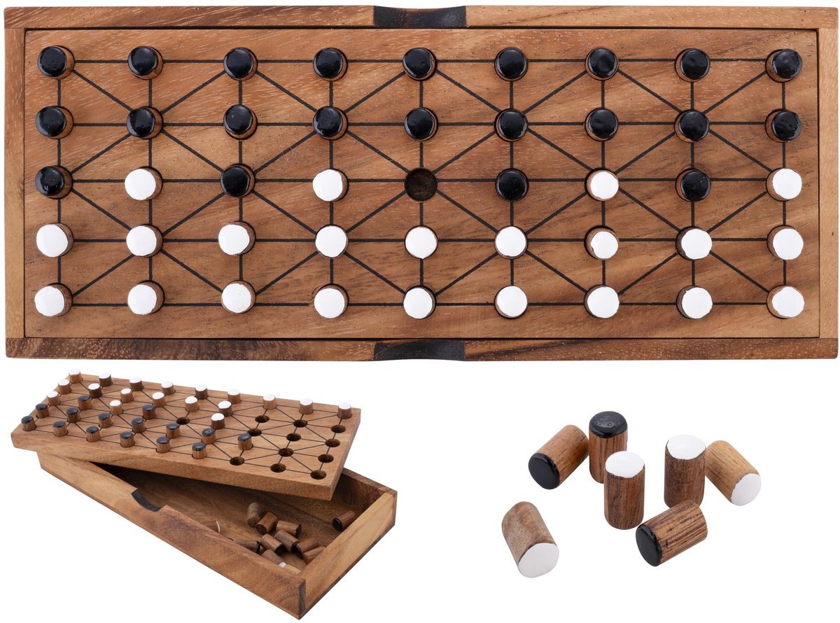 Solidchoice - Fanorona Bordspel van Hout voor 2 Spelers