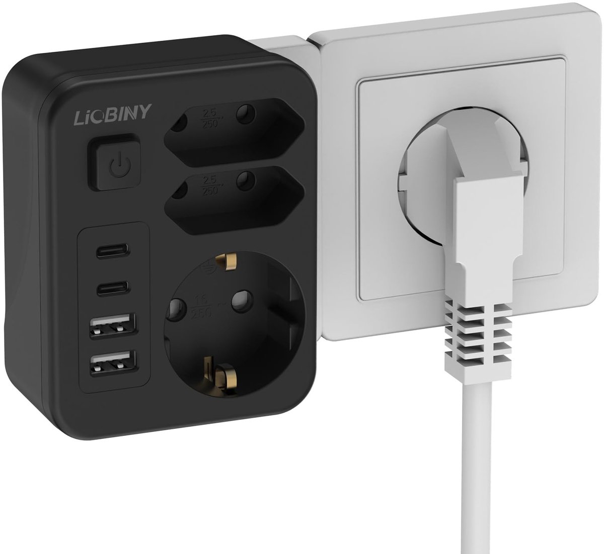 Solidchoice - 7-in-1 Stekkerdoos met 4 USB-poorten en Schakelaar