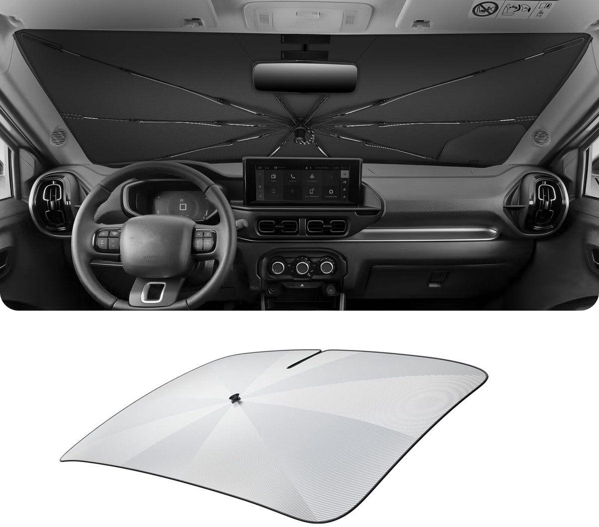 Solidchoice - Voorruitparasol voor Citroën C3 Aircross 2024-2026 met UV-bescherming