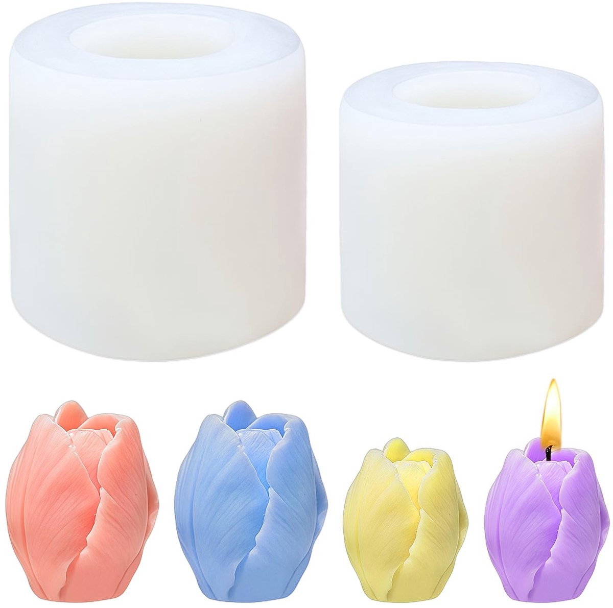 Solidchoice - 3D Tulpen Siliconen Vorm, 2 Stuks