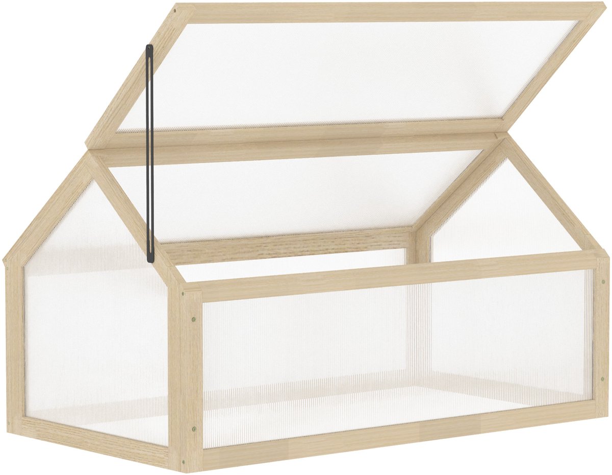 Mini Kweekkas - Broeikas - Kweekkas - Tuinkas - Balkon Tuin Binnen of Buiten - Kweekbak - 90 x 52 x 49,5 cm - Hout