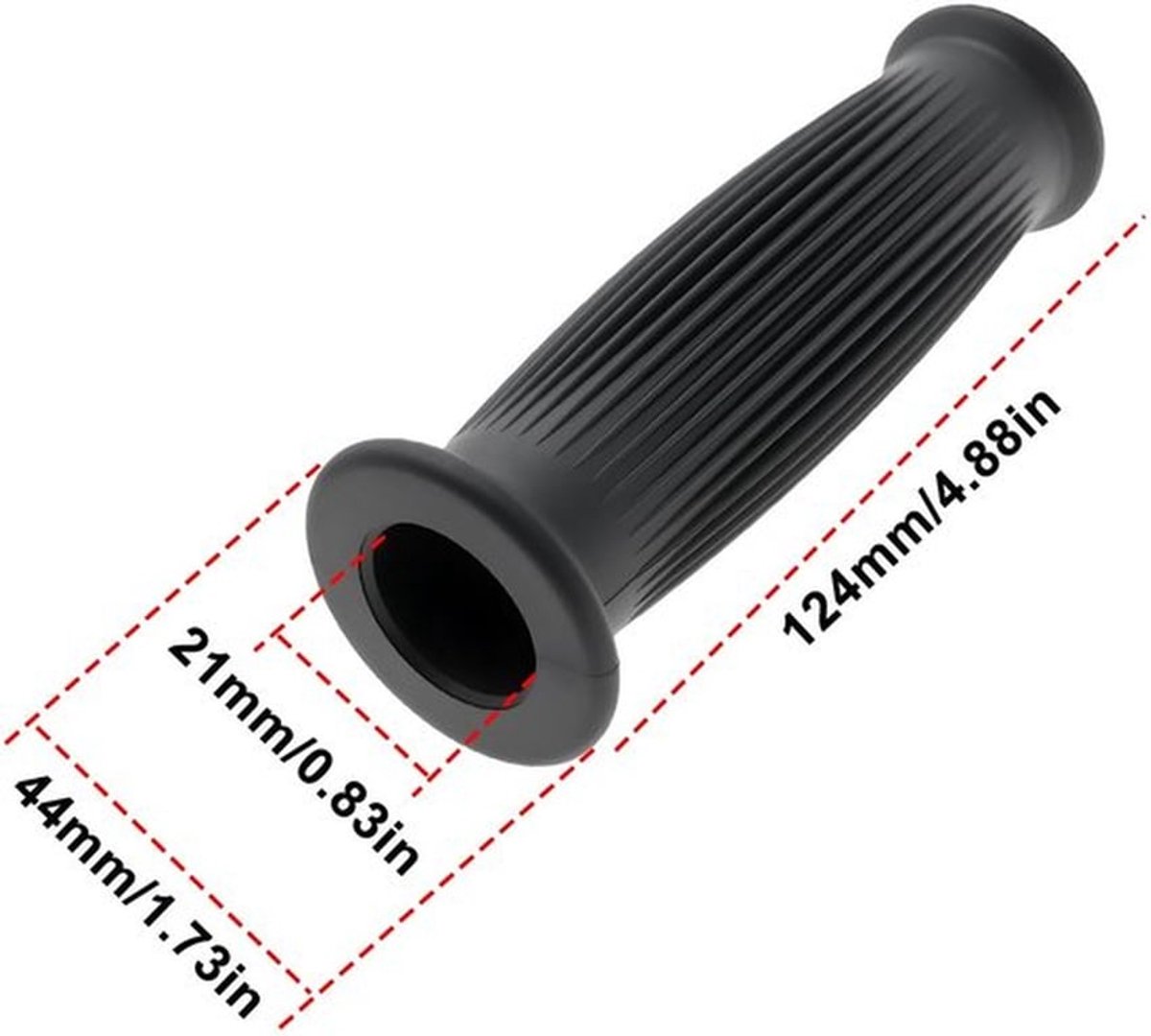 Handvat - Antislip Rubber - 7/8 Inch - Vintage Beston GT Stijl - 124 mm Lang - Sluitend Eindontwerp - Motorhandvat