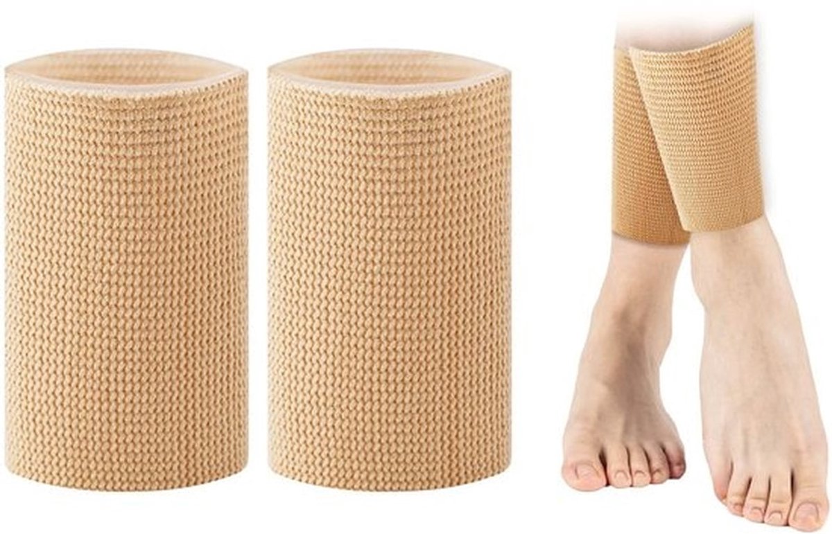 Enkelbeschermer Beige - Enkelgelpads - Schaatsbescherming - Herbruikbaar - Nylon/latex - 12,5 x 6 cm - Enkelsok