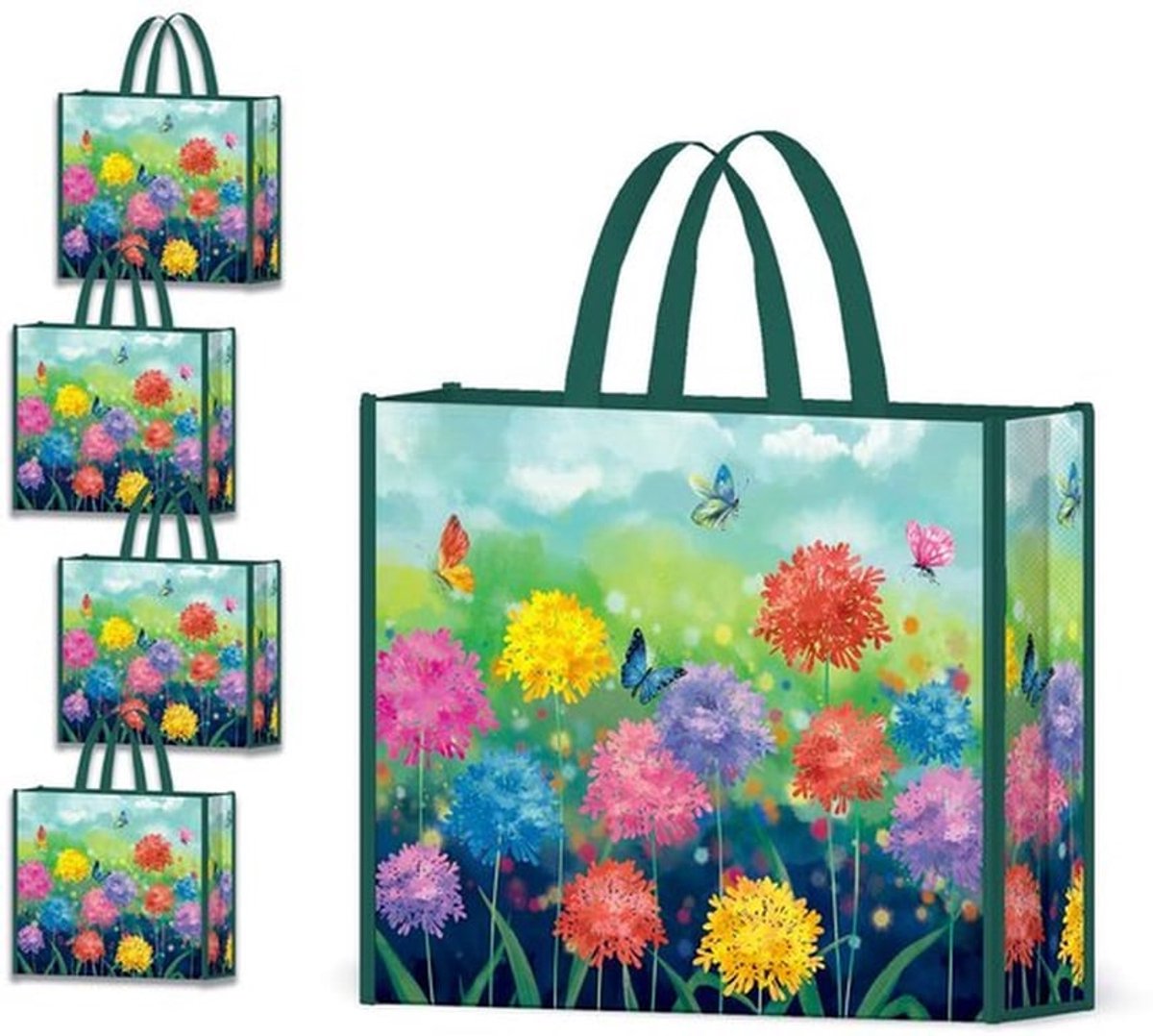 Boodschappentas Herbruikbaar - Opvouwbaar - Wasbaar - Kerst - Draagtas - 50LBS Inhoud - Herbruikbare Tas