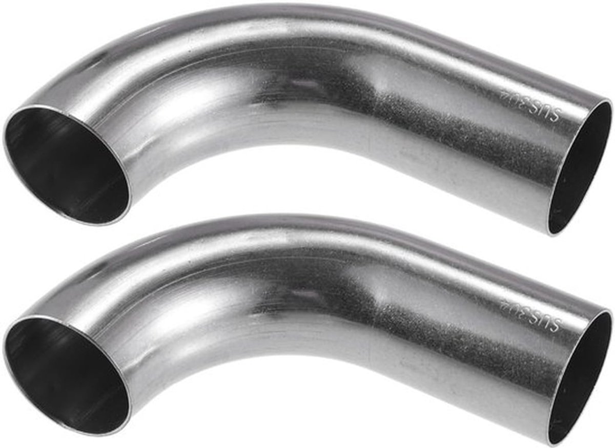 Uitlaatpijp Gebogen Elleboog - 90° Pijp - 2 Stuks - 32mm Buitendiameter - 304 RVS - Duurzaam en Universeel - Pijpbocht
