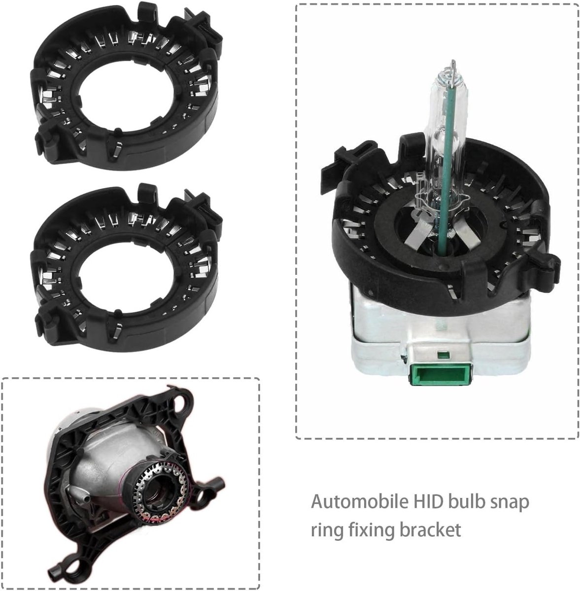 HID Koplamp Lamp Retainer en Adapter Beugel voor D1S D2S D3S D4S Xenon Verlichting - Zwart, Stevige Montage en Ondersteuning