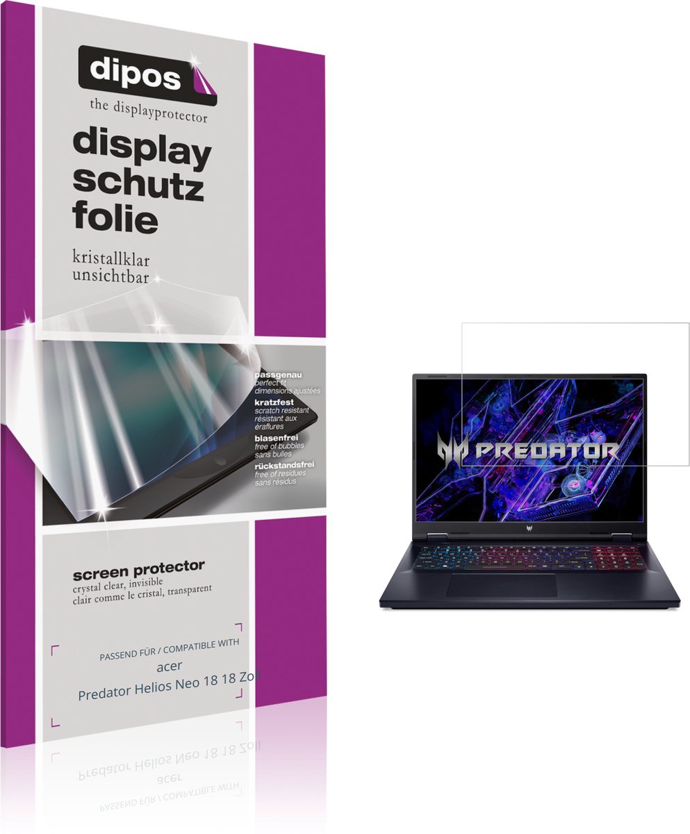 dipos – 2x Beschermfolie geschikt voor acer Predator Helios Neo 18 18 Zoll | Krasbestendige & heldere Screenprotector Ultra-Thin