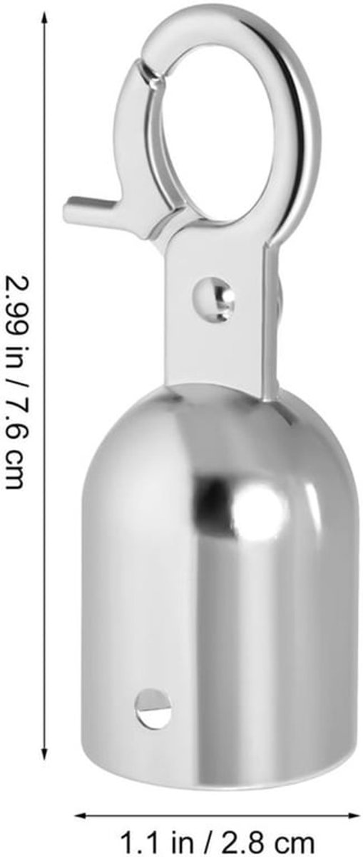 Homoyoyo 2 stuks staalkabel-eindstopper, touwleuning met karabijnhaak, robuuste karabijnhaak, klokstekker, stalen eindstopper voor terrasbeslag en veilig zilver, 2,99 x 1,10 x 1,10 inch