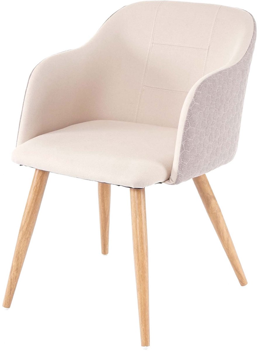 Eetkamerstoel MCW-D71, stoel keukenstoel, retro design, armleuningen stof/textiel ~ crème-beige