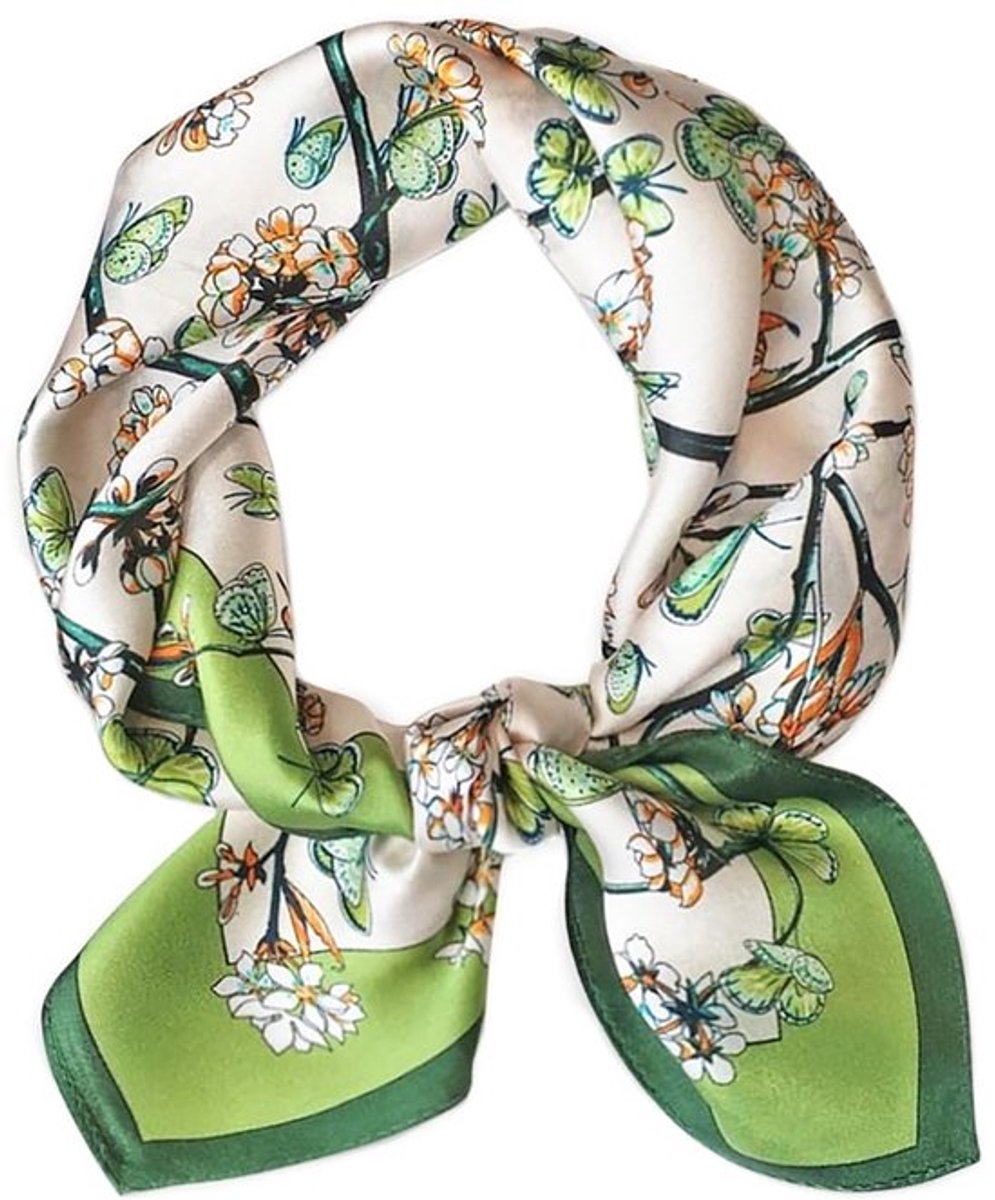 Sjaal Dames - Zijden Sjaal - Vierkante Sjaal - Lichtgewicht - Bedrukt Patroon - Geschikt voor Diverse Gelegenheden - Bandana