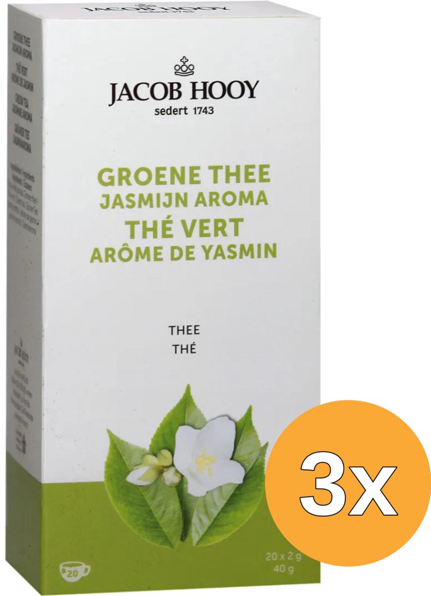 3x Jacob Hooygroene Thee Jasmijn (20 stuks)