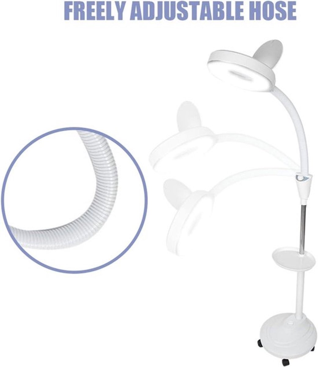 Vloerlamp voor Make-up met Koud Licht en Vergrootglas - Verstelbare Staande Lamp voor Wimperextensions