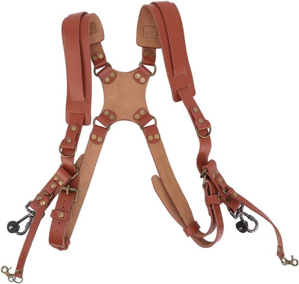 Comfortabele Dubbele Schouderriem van Leer voor Twee Camera's, Ideaal voor DSLR en SLR, Camera Accessoires en Multi Camera Gear