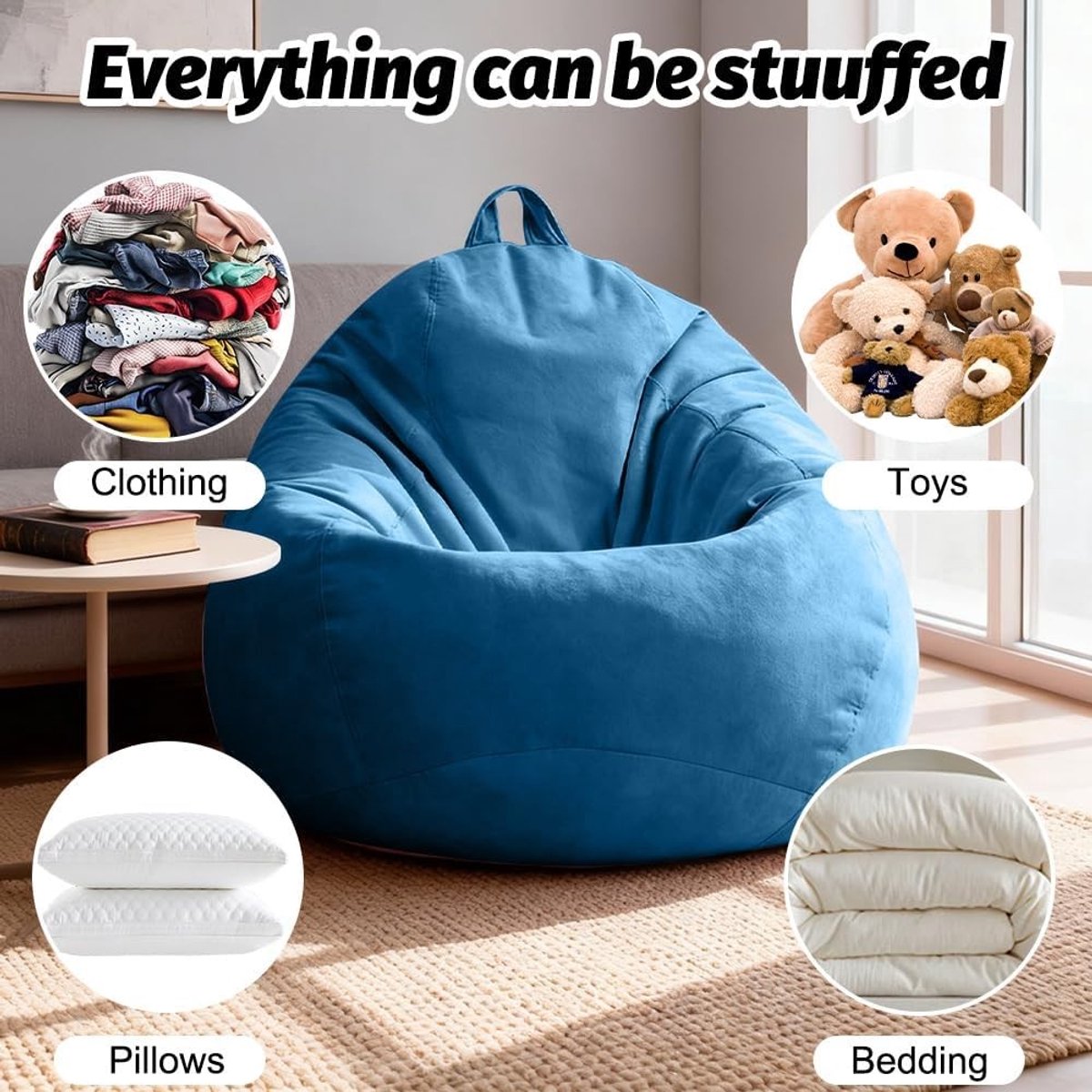 Grote Teardrop Zitzak voor Volwassenen 100x120cm - Comfortabele Gaming Zitzak voor Binnen en Buiten, Perfect voor Woonkamer Decoratie en Ontspanning