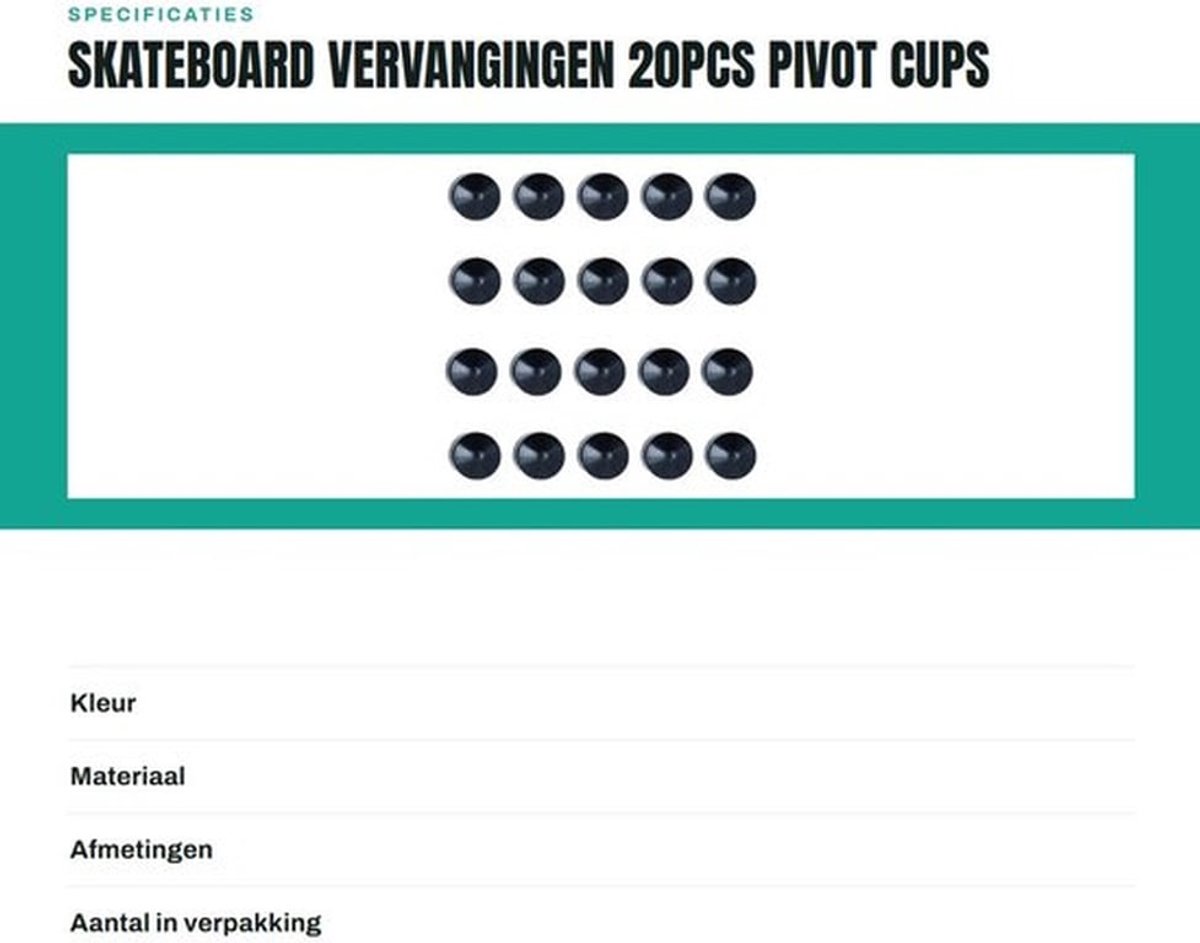Pivot Cups 20 Stuks - Vervangingsset voor Skateboard/Longboard - 18 Mm PU - Geluidsreductie - Stabiel en Soepel - Skateboard Onderdelen