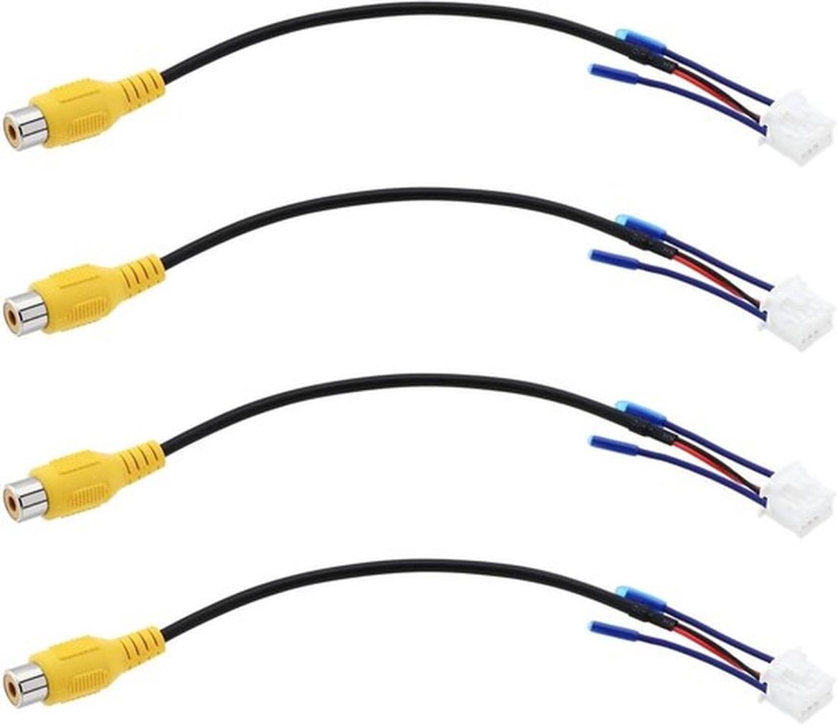 Achteruitrijcamera Kabel 4 Stuks - 10-Pins Adapter - RCA Interface - Kunststof Koperdraad - Geschikt voor Auto Scherm - Camera Kabel