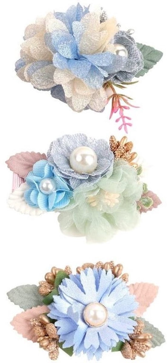 Kunstbloemen Haarclips 3 Stuks - Bloemen Barrettes - Haaraccessoires Meisje - Milieuvriendelijk - Comfortabel - 7,6 cm