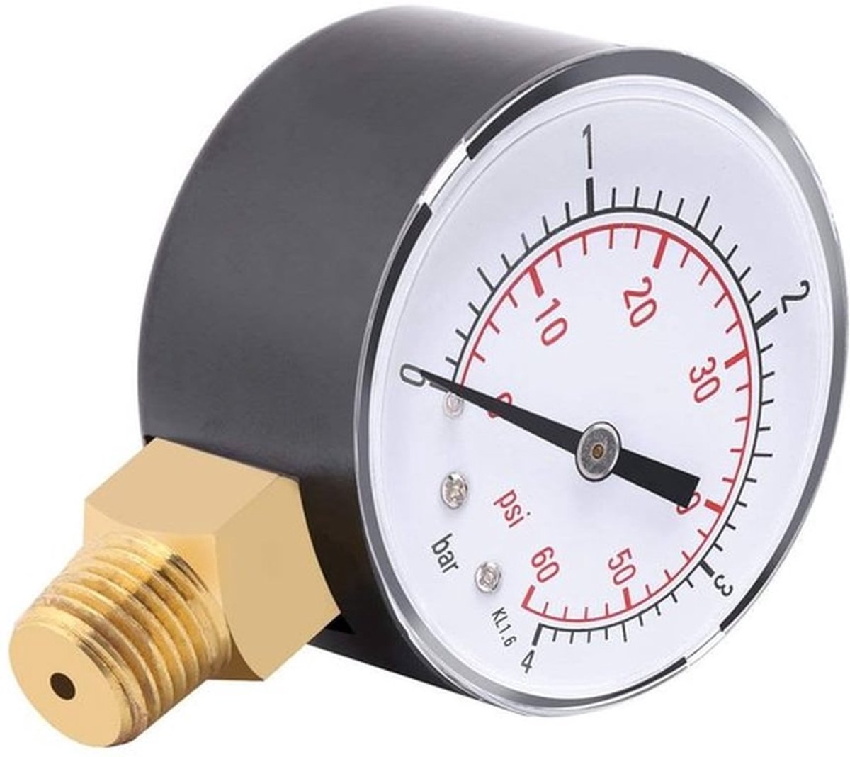 Brandstofdrukmeter - Mini drukmeter - Nauwkeurig en compact - 0-4 bar - Geschikt voor brandstof, olie en water - Metaal - 1 stuk