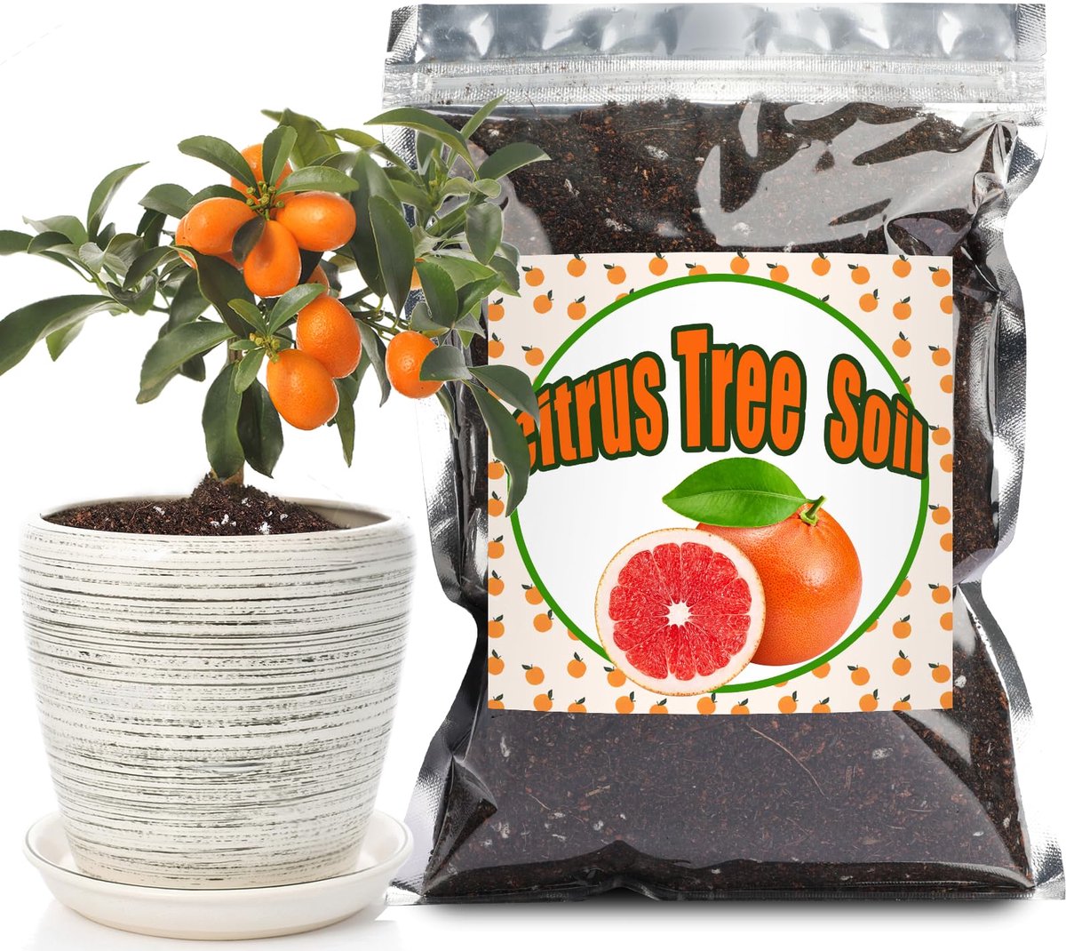 Zitrusboom potgrondmix, organische en goed doorlatende aarde voor citrusplanten (1L)