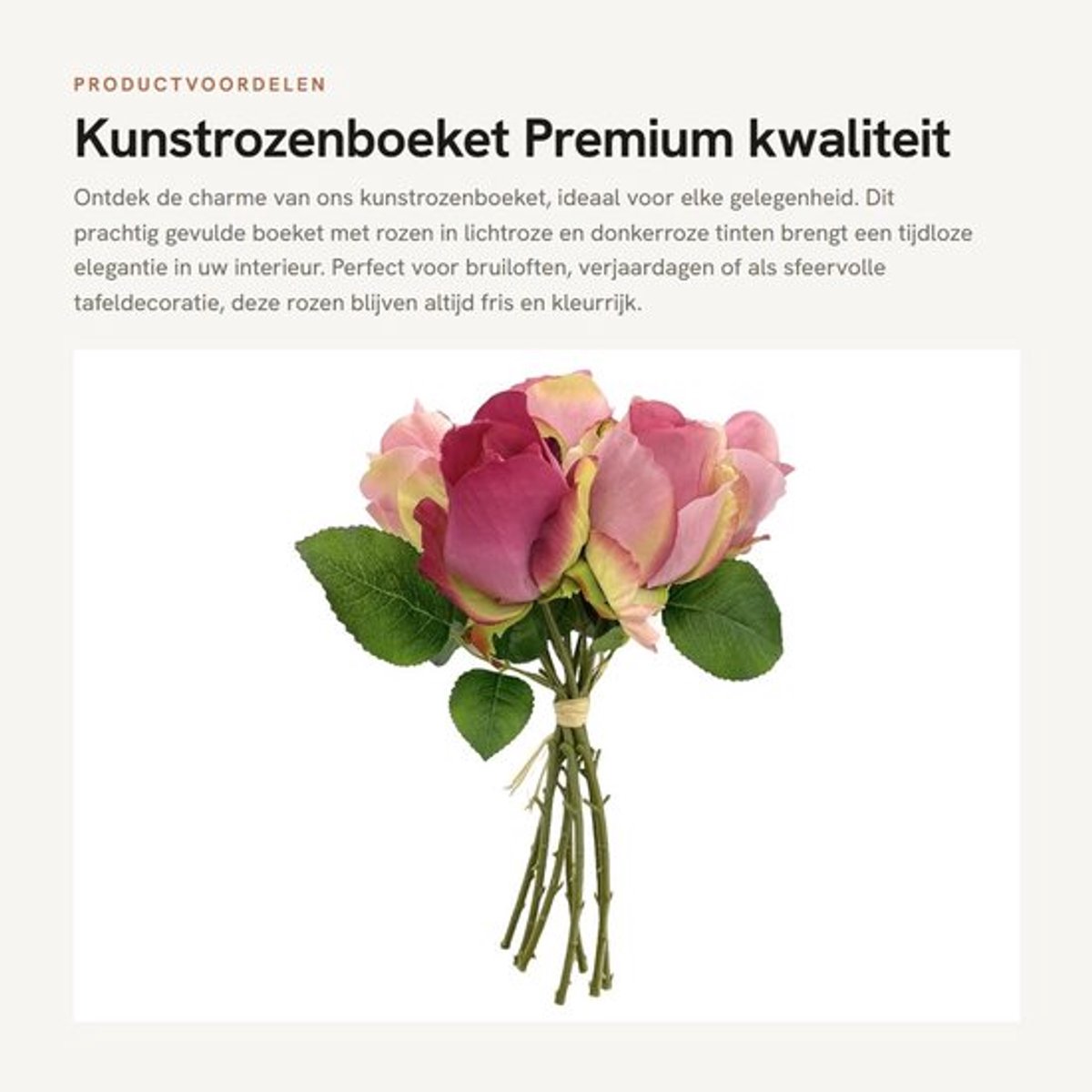 Kunstrozenboeket Kwaliteit - Tafeldecoratie - 7 Stuks