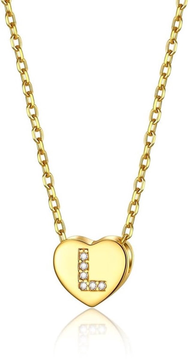 Hartketting dames - Gouden ketting 41 cm - Koper hanger - Roestvrij staal - Layering-ketting - Perfect voor cadeau - Halsketting