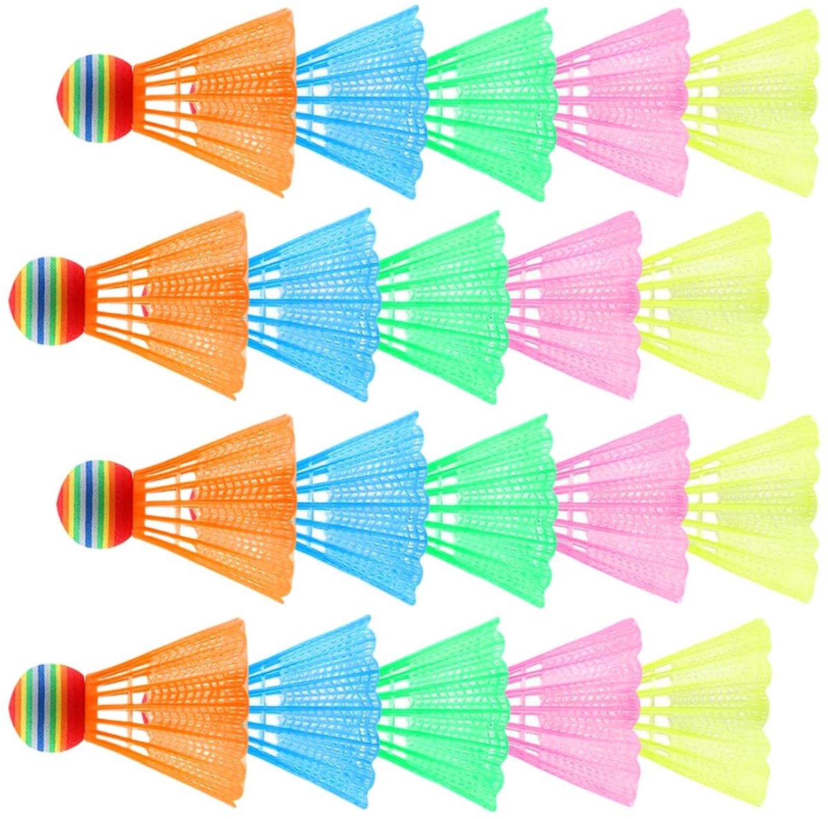 20 Stuks Shuttlecocks voor Badminton, Kleurige Plastic Shuttlecocks, Duurzaam voor Binnen en Buiten, Geschikt voor Gezinnen en Beginners