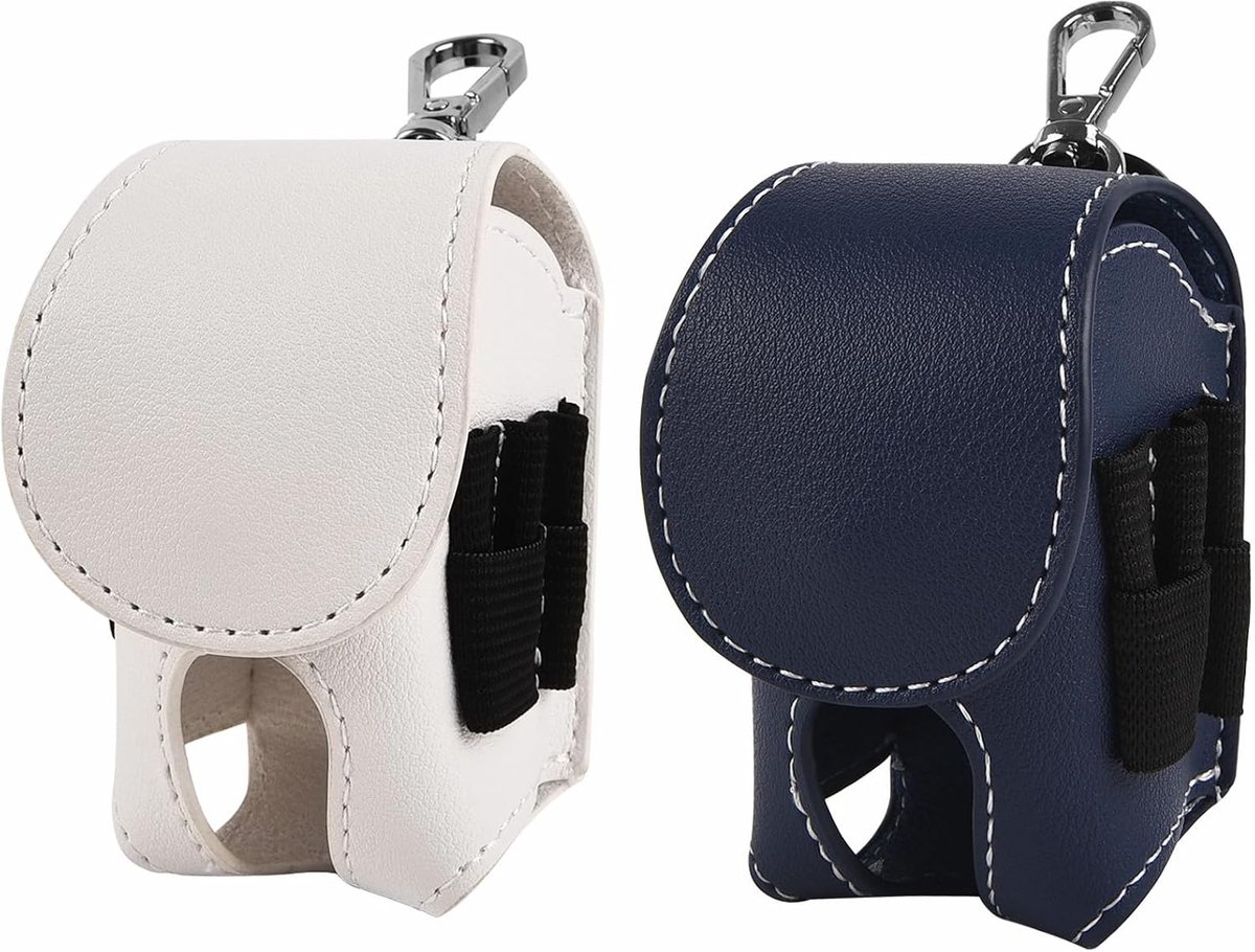 KZQ 2-delige golftas - Draagbare heuptas - Mini opbergtas - Inclusief tee en karabijnhaak - Handig voor snelle toegang op de golfbaan - Geschikt als golfcadeau voor mannen, vrouwen en vaderdag - Wit, marineblauw