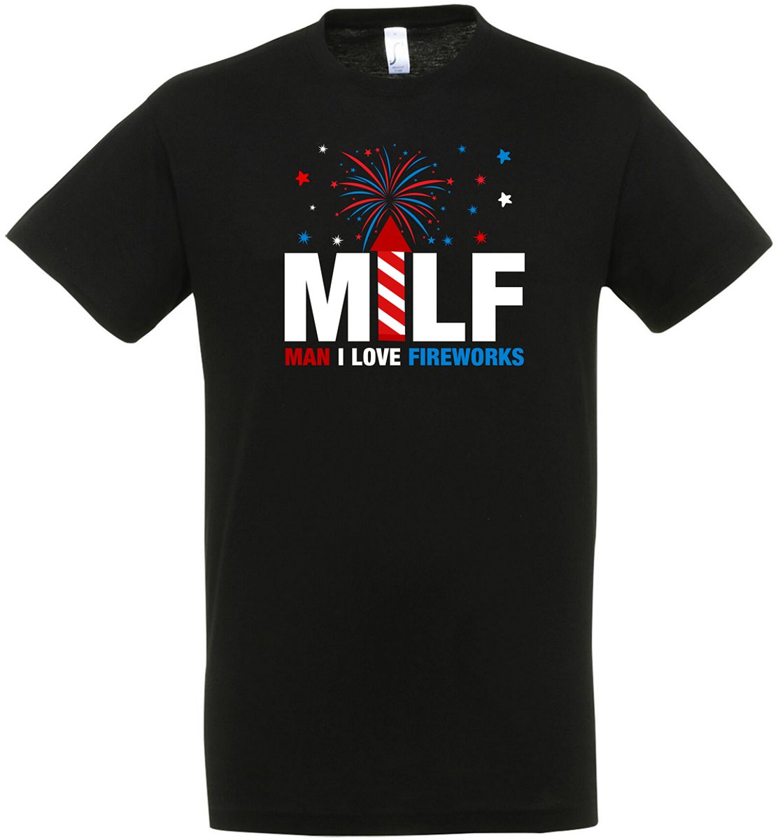 Man I Love Fireworks T-shirt - Heren Dames Unisex - cadeau - Grappige T-shirt’s - Origineel Cadeau – Zwart – Milf - Funny - Grappig - Maat XXL