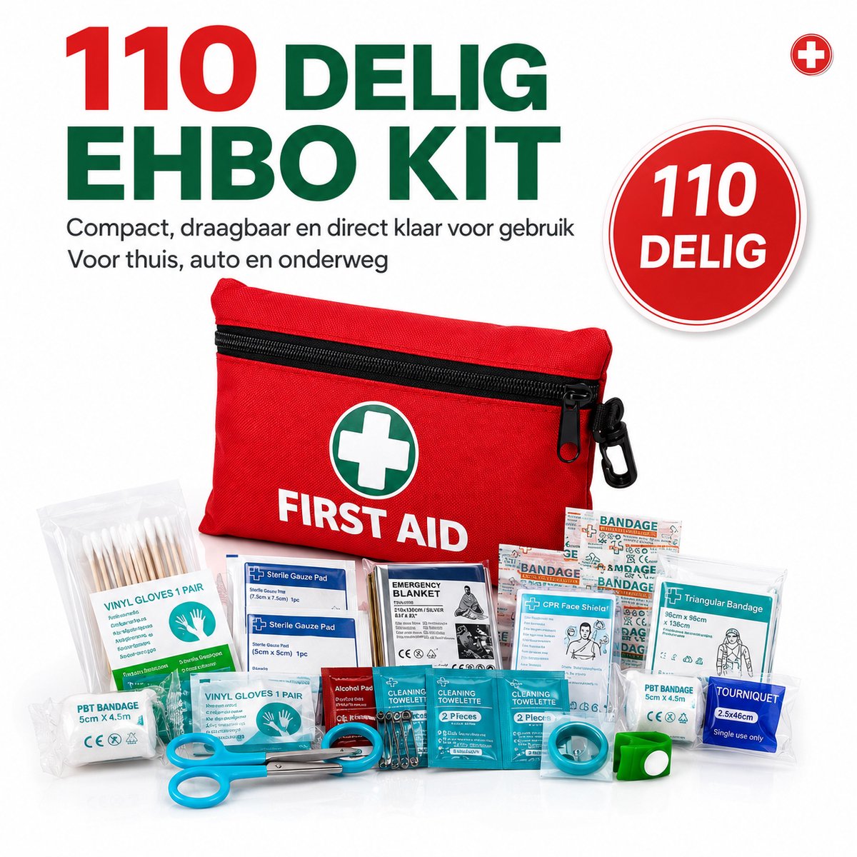 Twenty4seven® EHBO Kit 110 Delig - Verbanddoos & Koffer - Noodpakket met Verband - Draagbaar voor Thuis, Bedrijf, Auto & Op Reis – foto 4