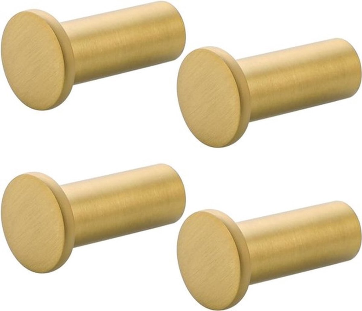 RVS Handdoekhaken Set van 4 - 45 mm Wandhaken voor Badkamer, Slaapkamer en Keuken, Gouden Afwerking
