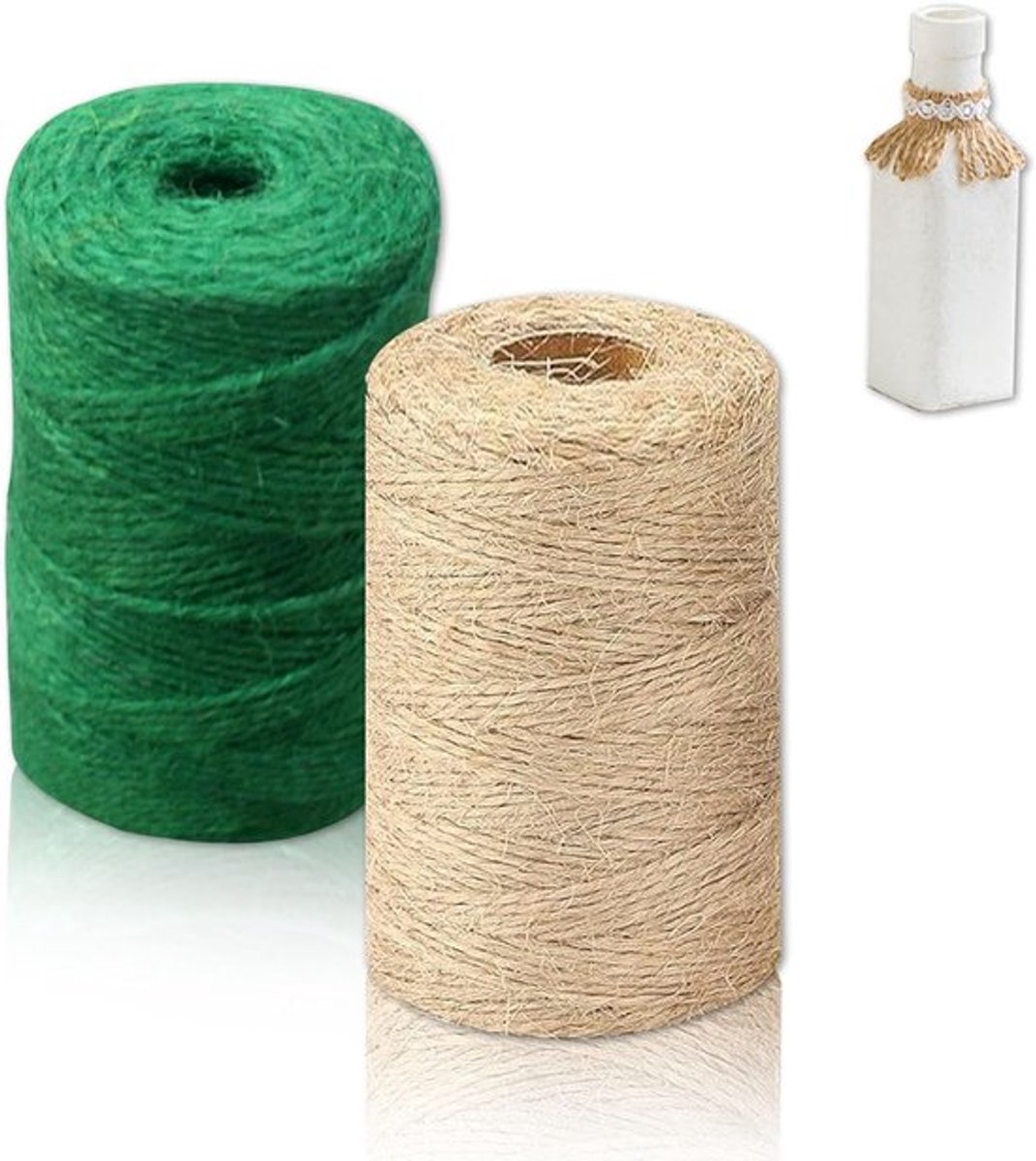 2 stuks natuurlijk jute-touw - Diameter 2 mm - 328 ft - Premium kwaliteit jute-touw - milieuvriendelijk - duurzaam - veelzijdig gebruik - tuin - handwerk
