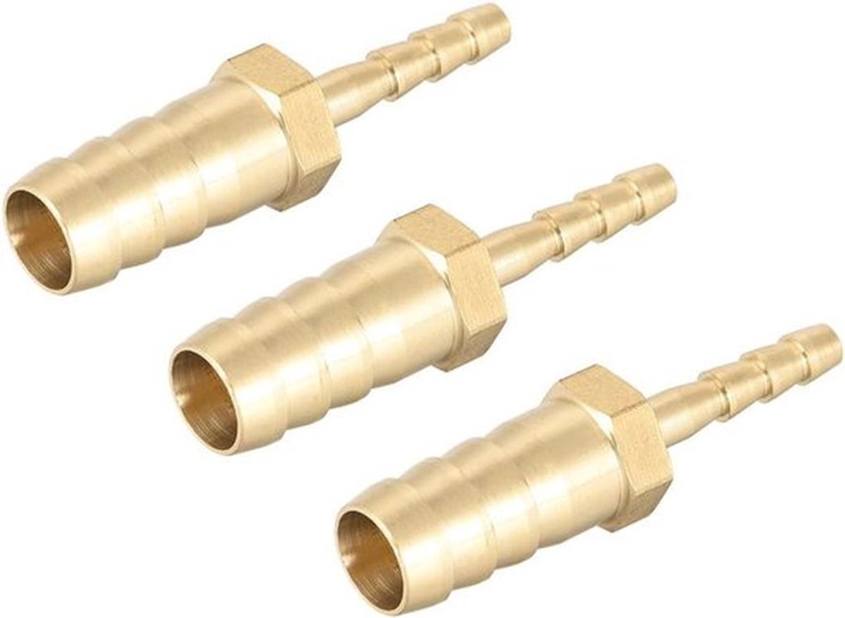 Slang ID Messing Verloopstuk Weerhaak Slangaansluiting Adapter 10mm x 4mm - Set van 3