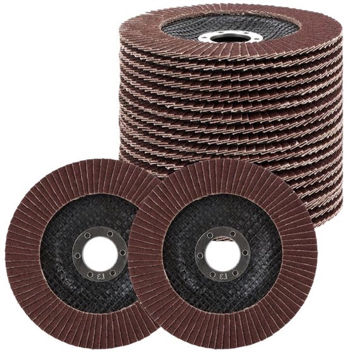 Pack van 20 Slijpschijven 125 mm x 22 mm Grit 80 voor Metalen, Ontbramen, Polijsten en Roestverwijdering