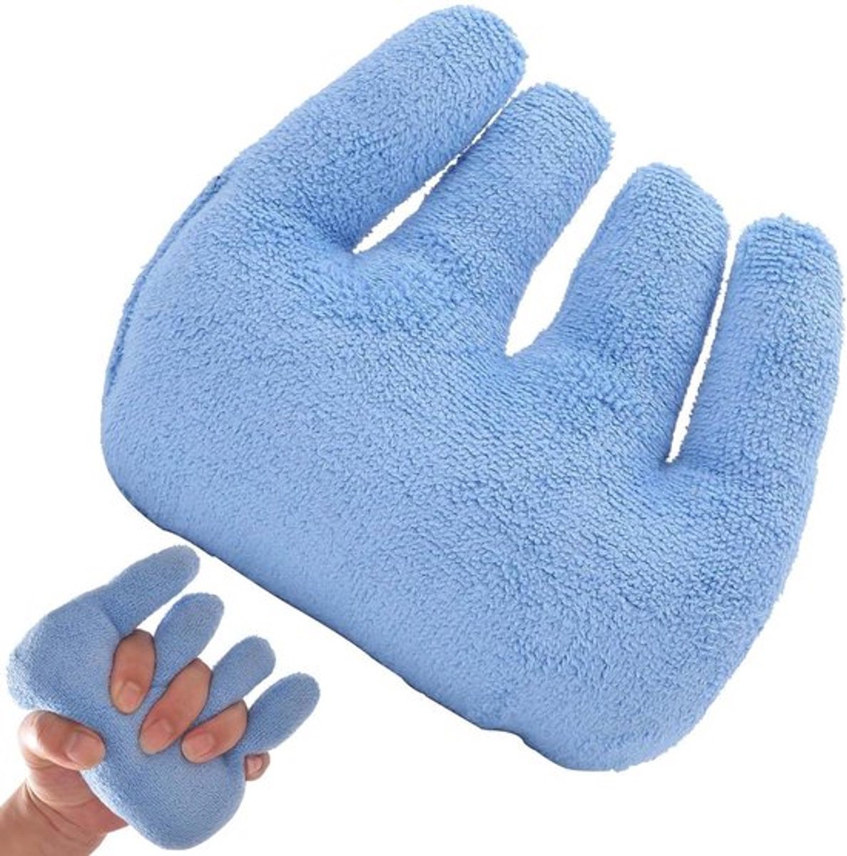 Vingercontractuurkussen - comfortabele hand en vingerhulp voor contractuur en huidschade - Blauw .